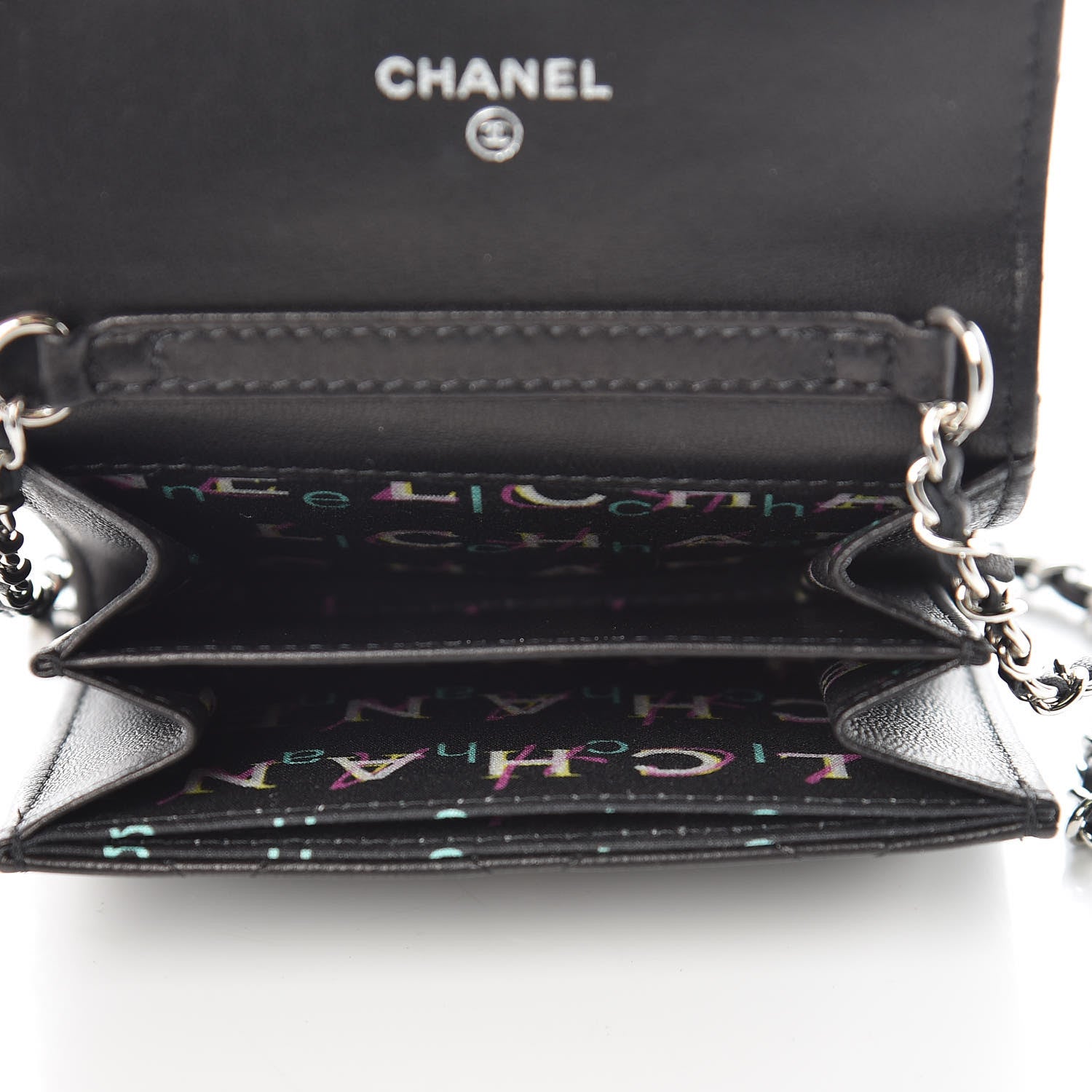Chanel Lambskin Quilted Card Holder On Chain Black 5 of 9