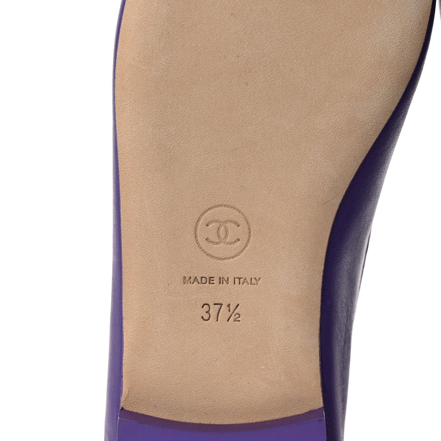 Lambskin Calfskin Cap Toe Ankle Chain Ballerina Flats 37.5 Purple
