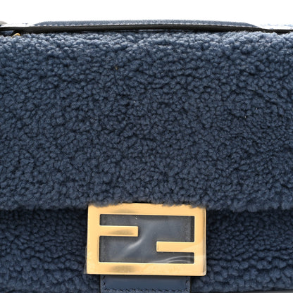 Fendi Shearling Lambskin FF Midi Chain Baguette Mirto 7 of 9