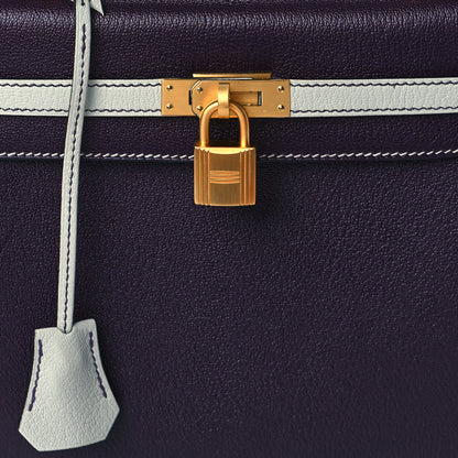 Hermes Chevre Mysore Horseshoe Kelly Sellier 25 Raisin Gris Mouette 8 of 10