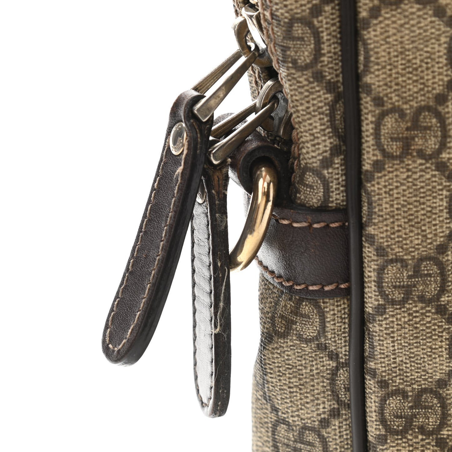 GG Supreme Monogram Selleria Calfskin Briefcase Beige Ebony Cocoa