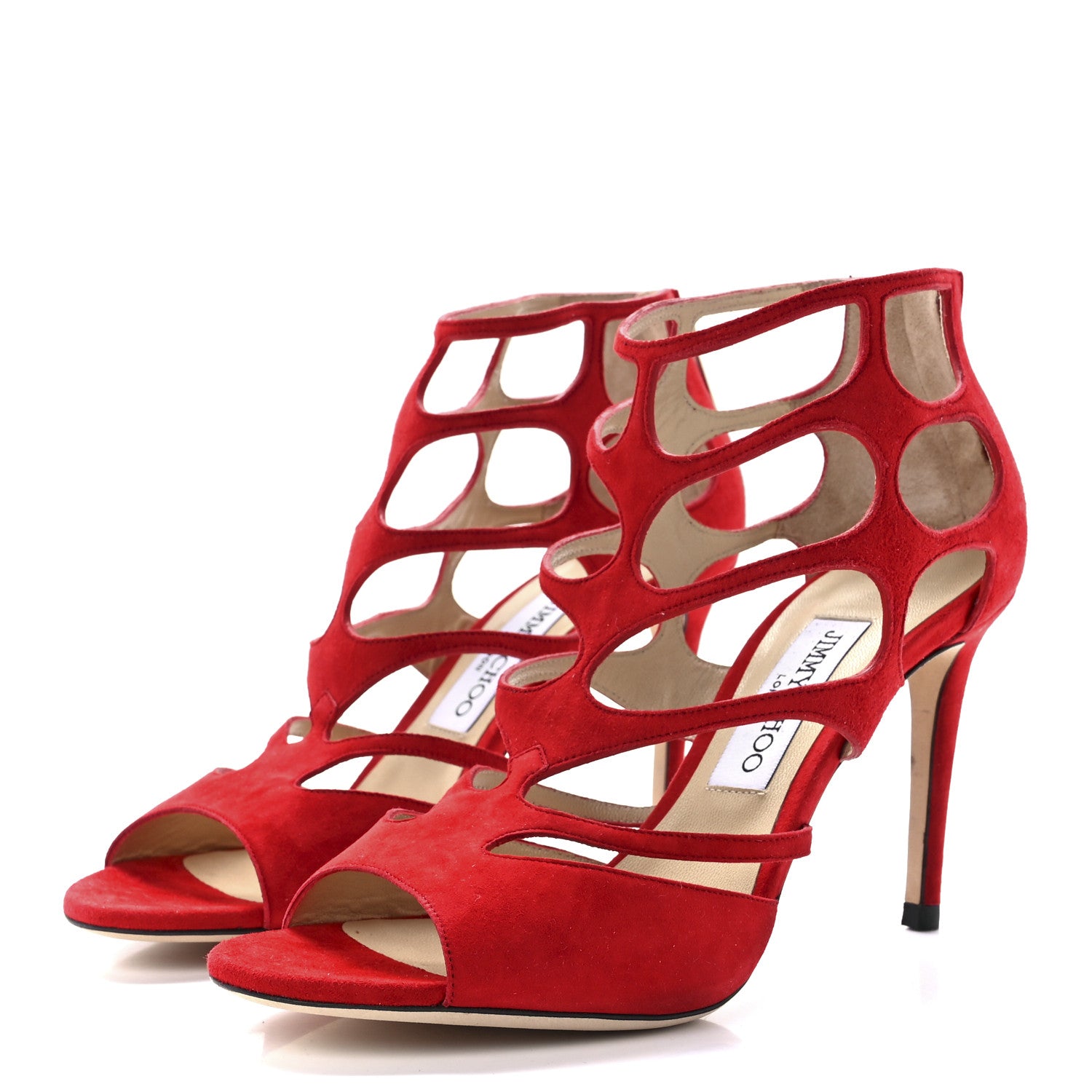 Jimmy Choo Suede Ren 100 Sandals 38.5 Red 3 of 8