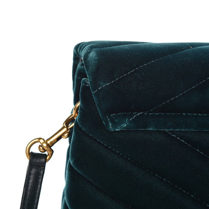 Saint Laurent Velvet Y Quilted Monogram Toy Loulou Chain Satchel Dark Ottanio 18 of 18