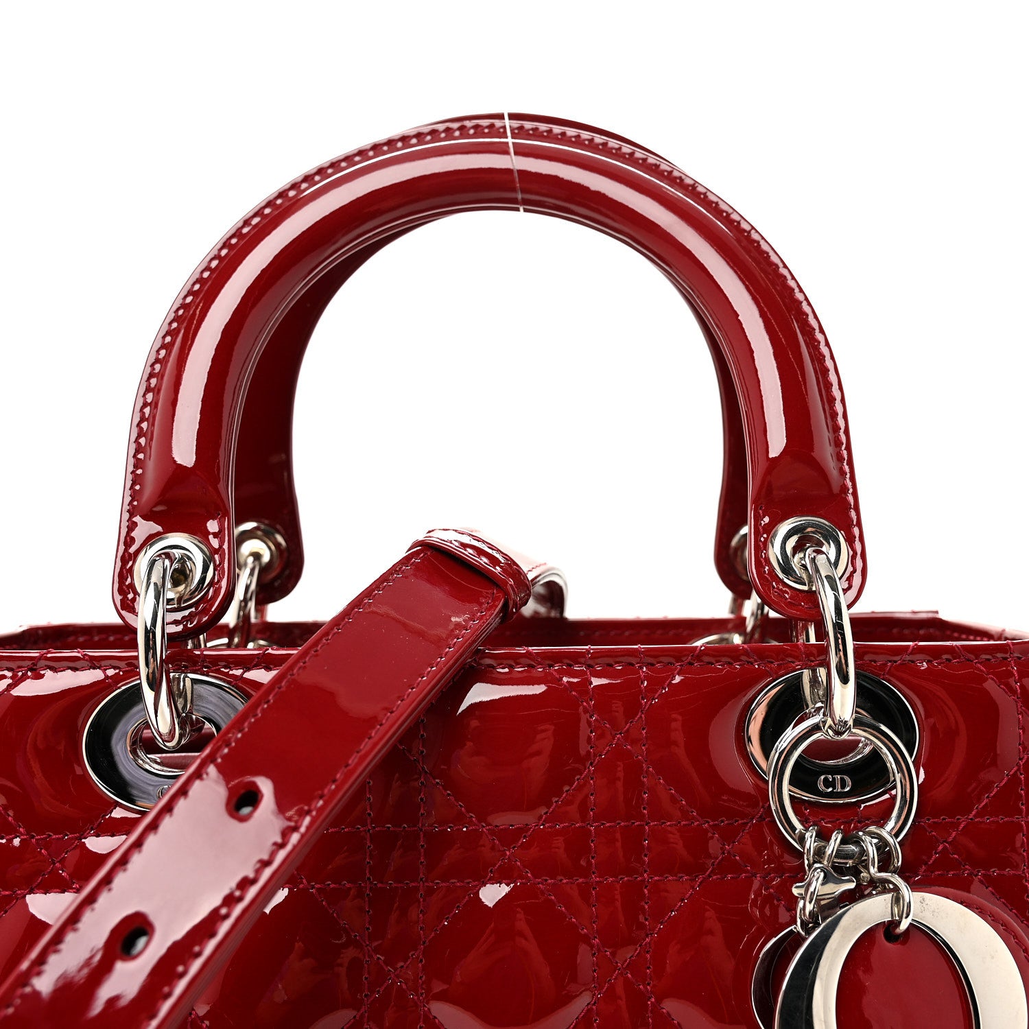 Christian Dior Patent Cannage Medium Lady Dior Red 8 of 10