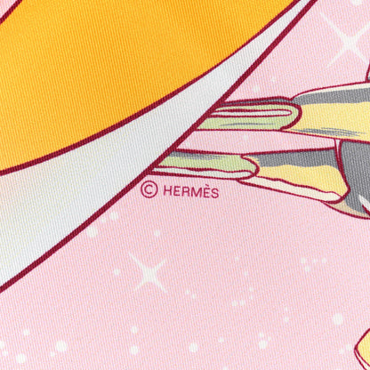 Hermes Silk Space Derby Scarf 90 Rose Pale Ciel Jaune 4 of 5