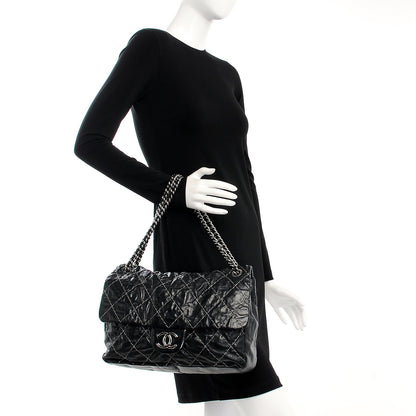 Chanel Glazed Goatskin Double Stitch Maxi Flap Black 2 of 10