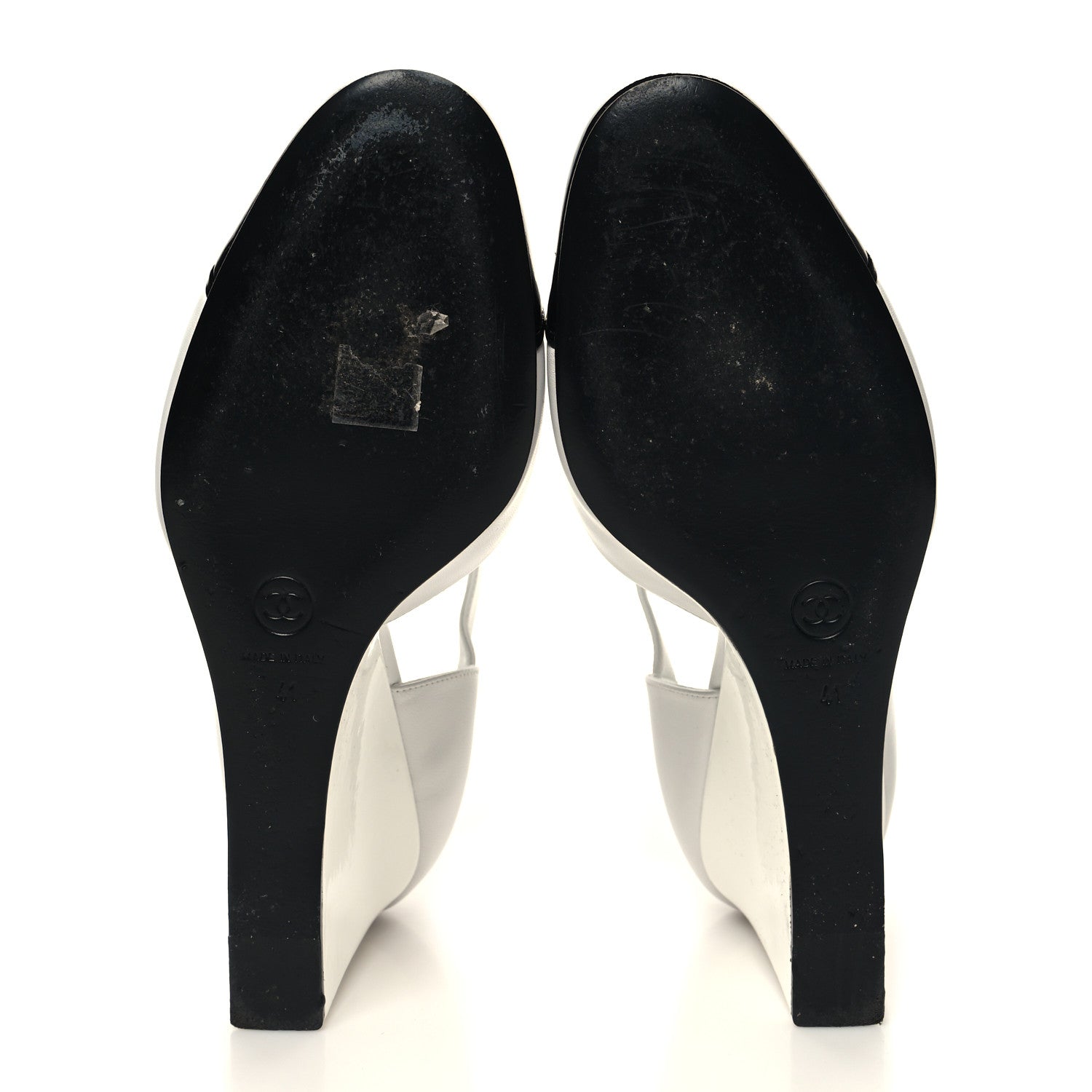 Chanel Lambskin Patent Cap Toe Mary Jane Wedge Pumps 41 White Black 5 of 9