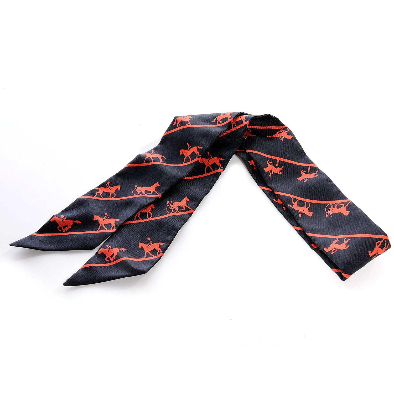 Hermes Silk Duc Carriage Horse Twilly Orange 1 of 5