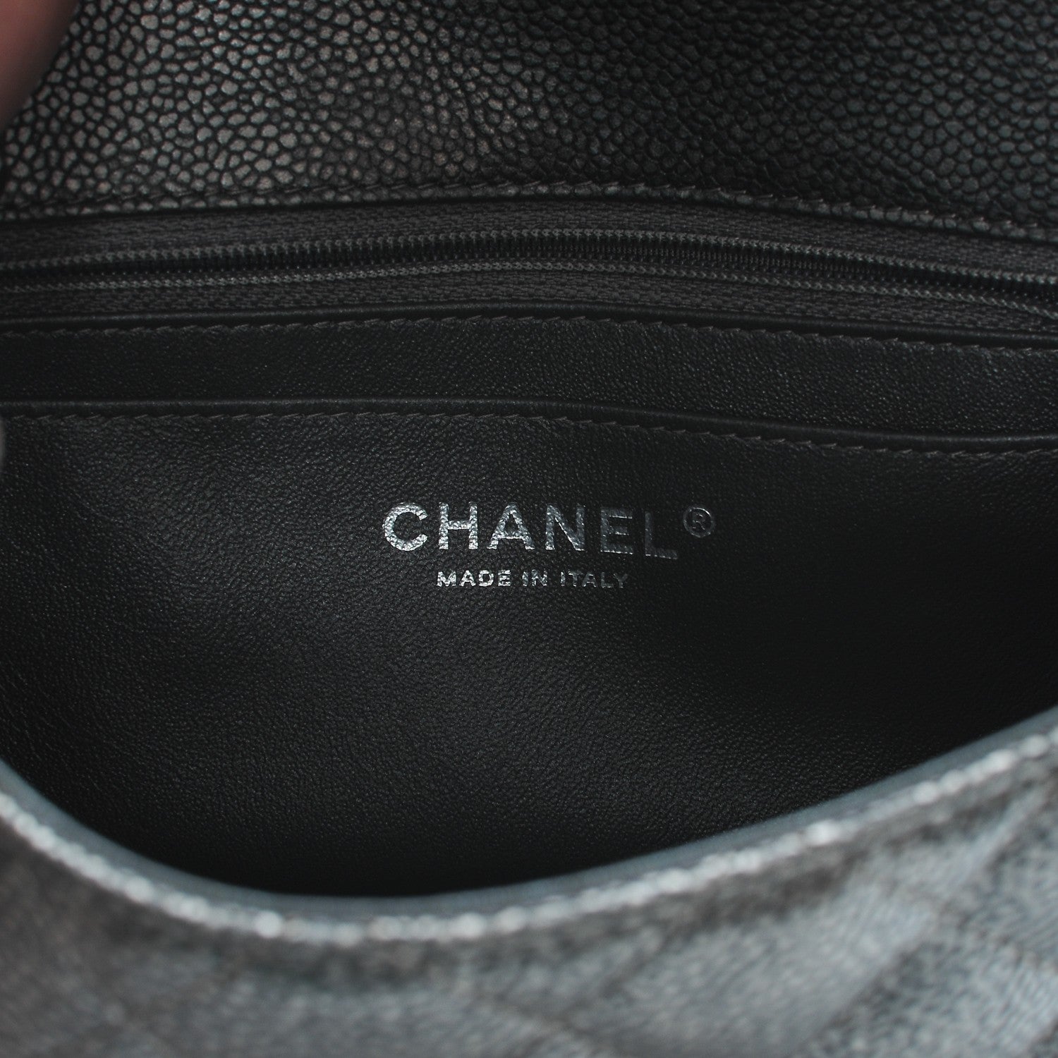 Chanel Metallic Caviar Quilted Mini Rectangular Flap Dark Silver 6 of 8