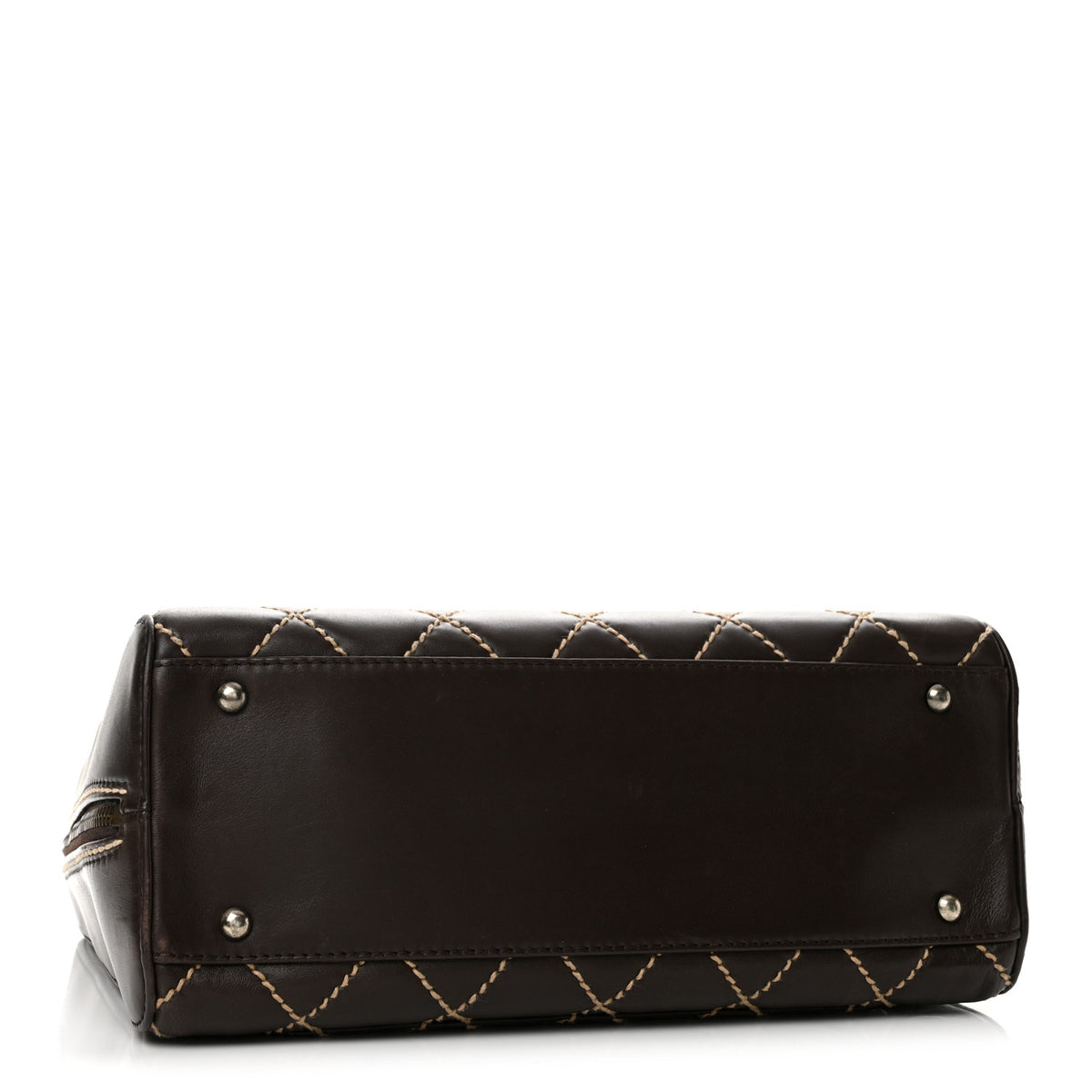 Chanel Calfskin Wild Stitch Vertical Top Handle Bag Brown 4 of 13