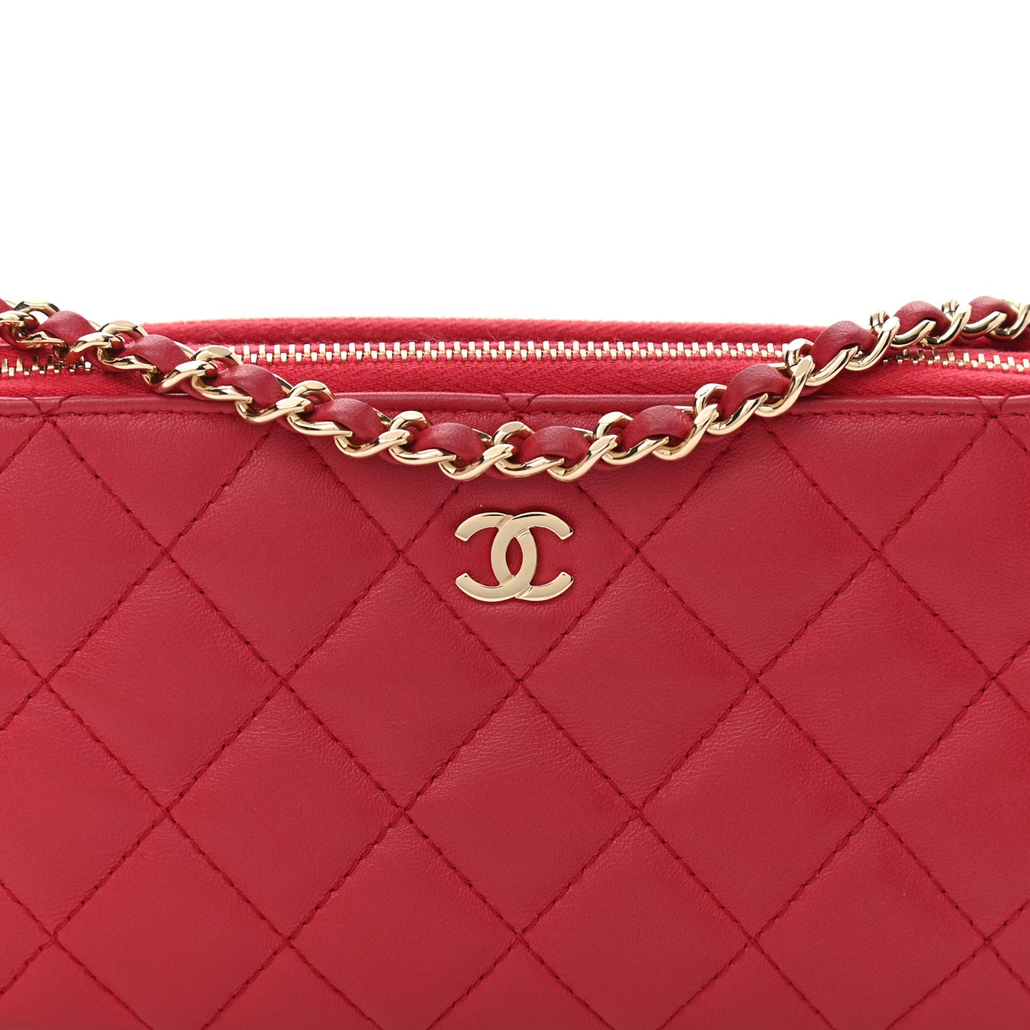 Lambskin Quilted Small Clutch With Chain Dark Pink