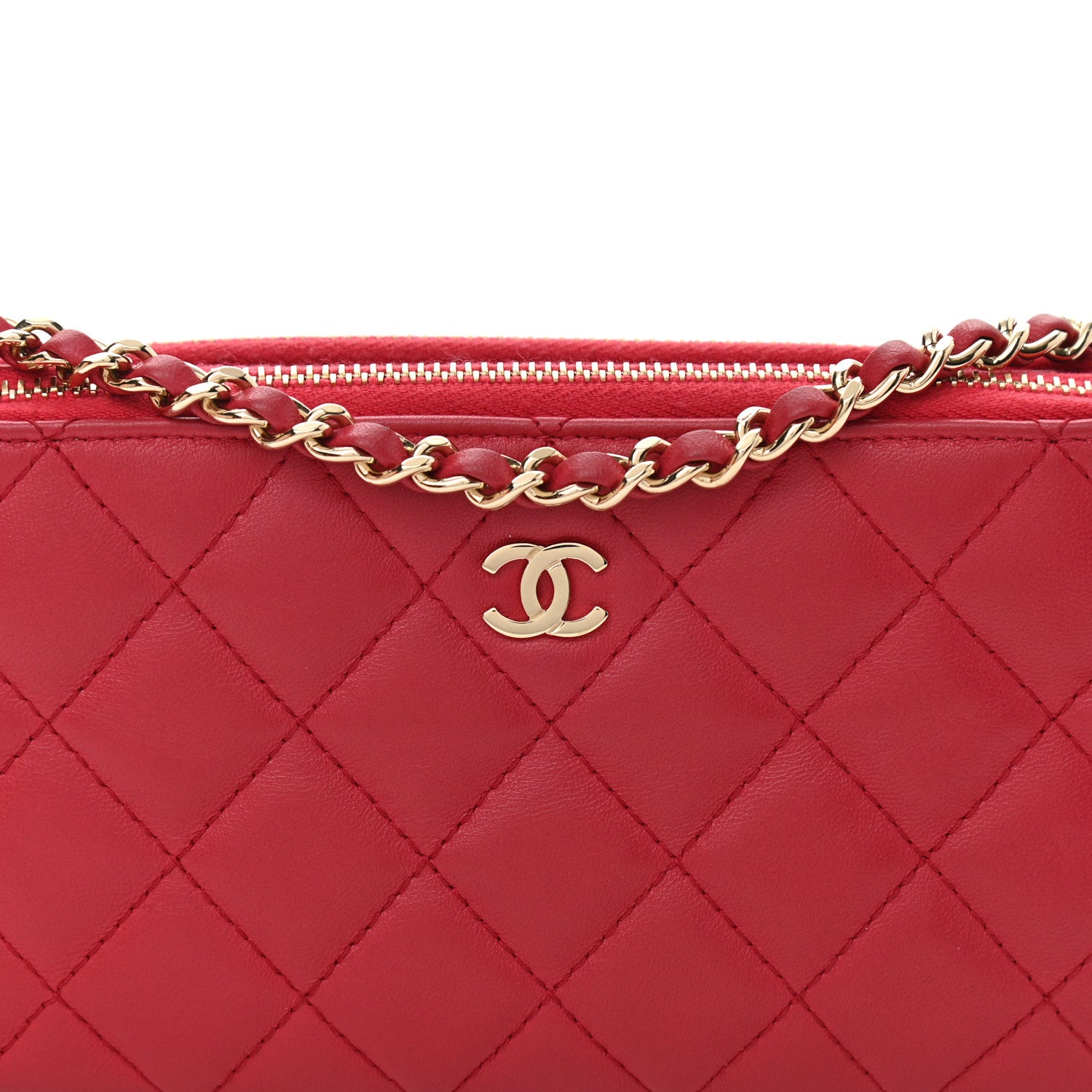Chanel Lambskin Quilted Small Clutch With Chain Dark Pink 9 of 12
