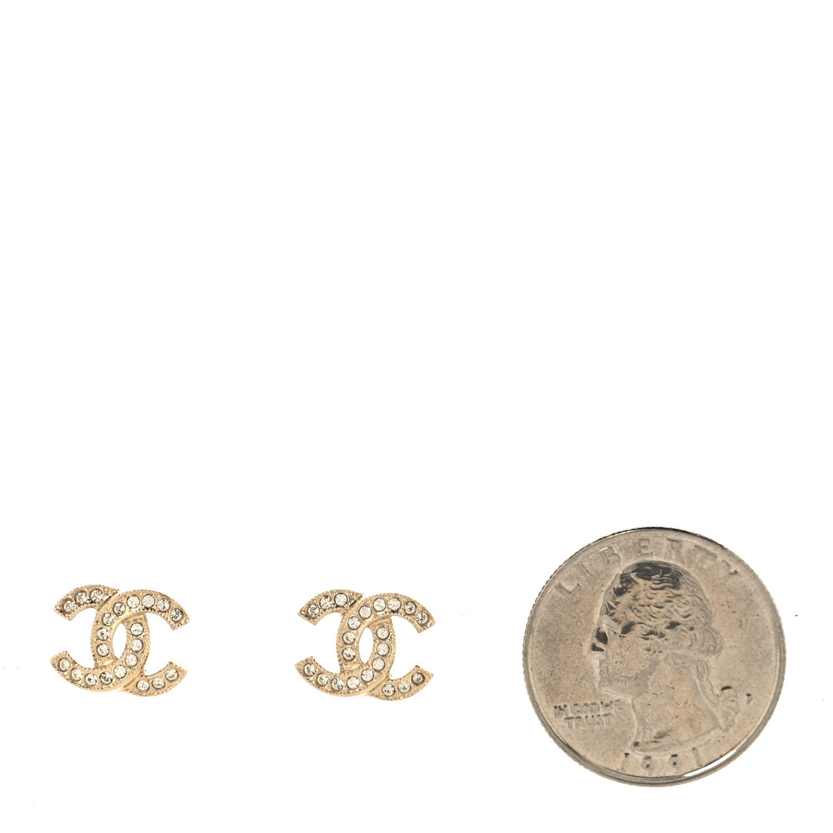 Chanel Crystal Mini Timeless CC Earrings Gold 2 of 5