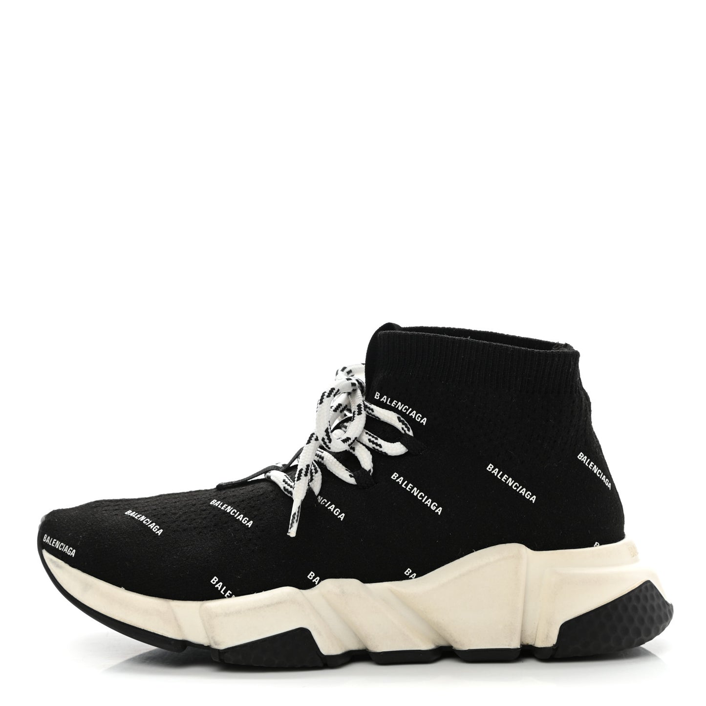 Neoprene Knit Allover Logo Womens Speed Lace Up Sneakers 36 Black