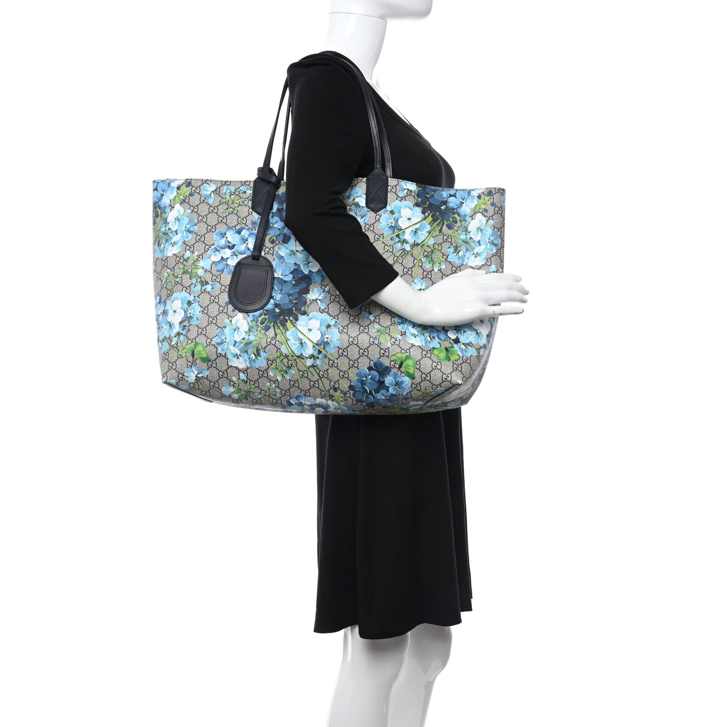 GG Supreme Monogram Blooms Large Reversible Tote Beige Blue Navy
