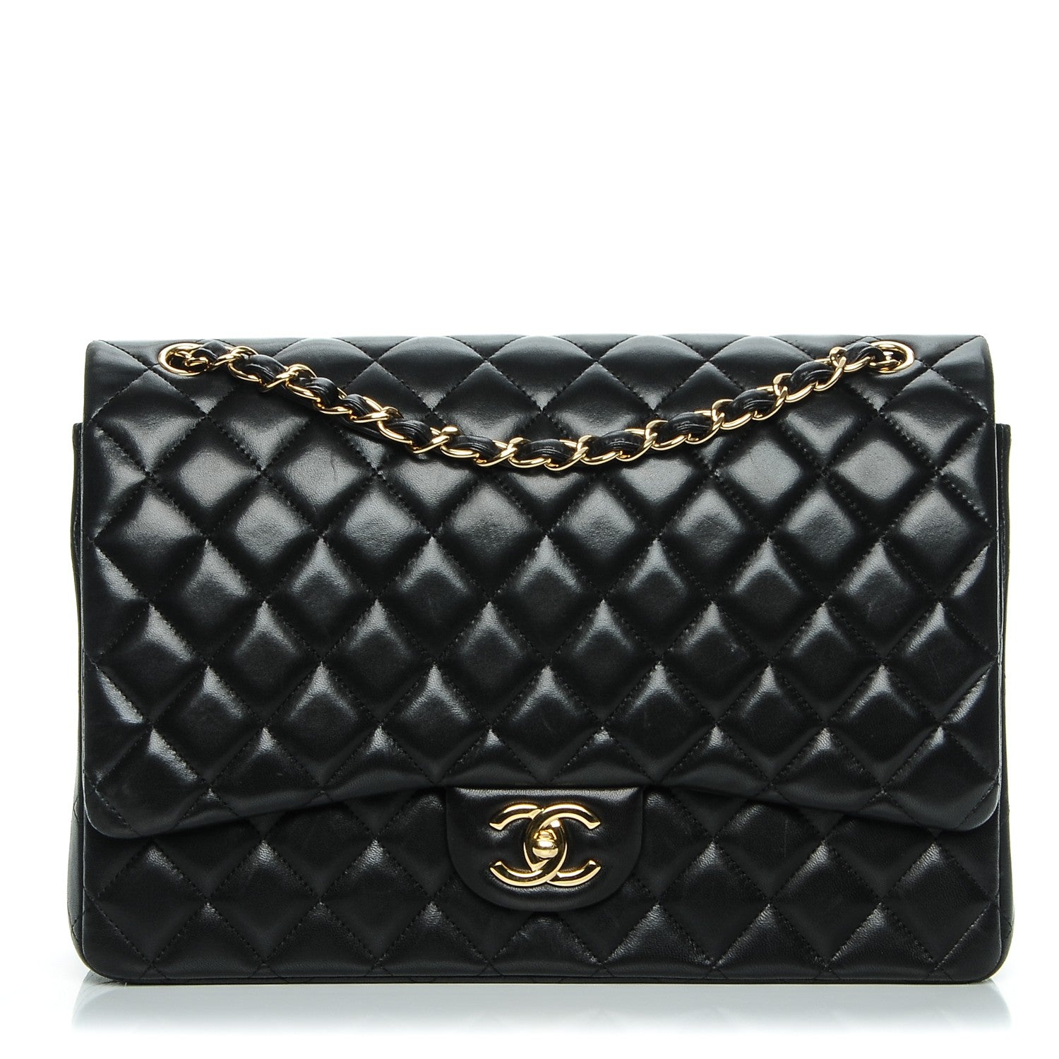Chanel Lambskin Quilted Maxi Double Flap Black 1 of 8