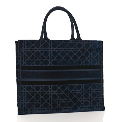 Christian Dior Velvet Cannage Large Book Tote Navy Blue 2 of 10