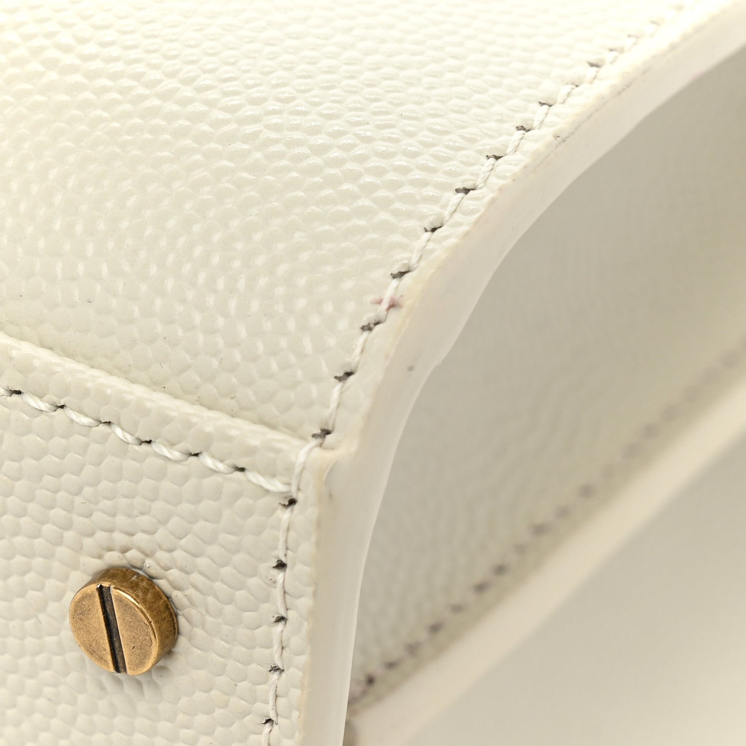 Saint Laurent Grain de Poudre Mini Classic Monogram Cassandra Top Handle Vintage White 11 of 15