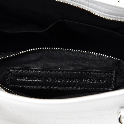 Balenciaga Matte Supple Lambskin Crocodile Embossed Classic Silver Hardware S City White 10 of 11