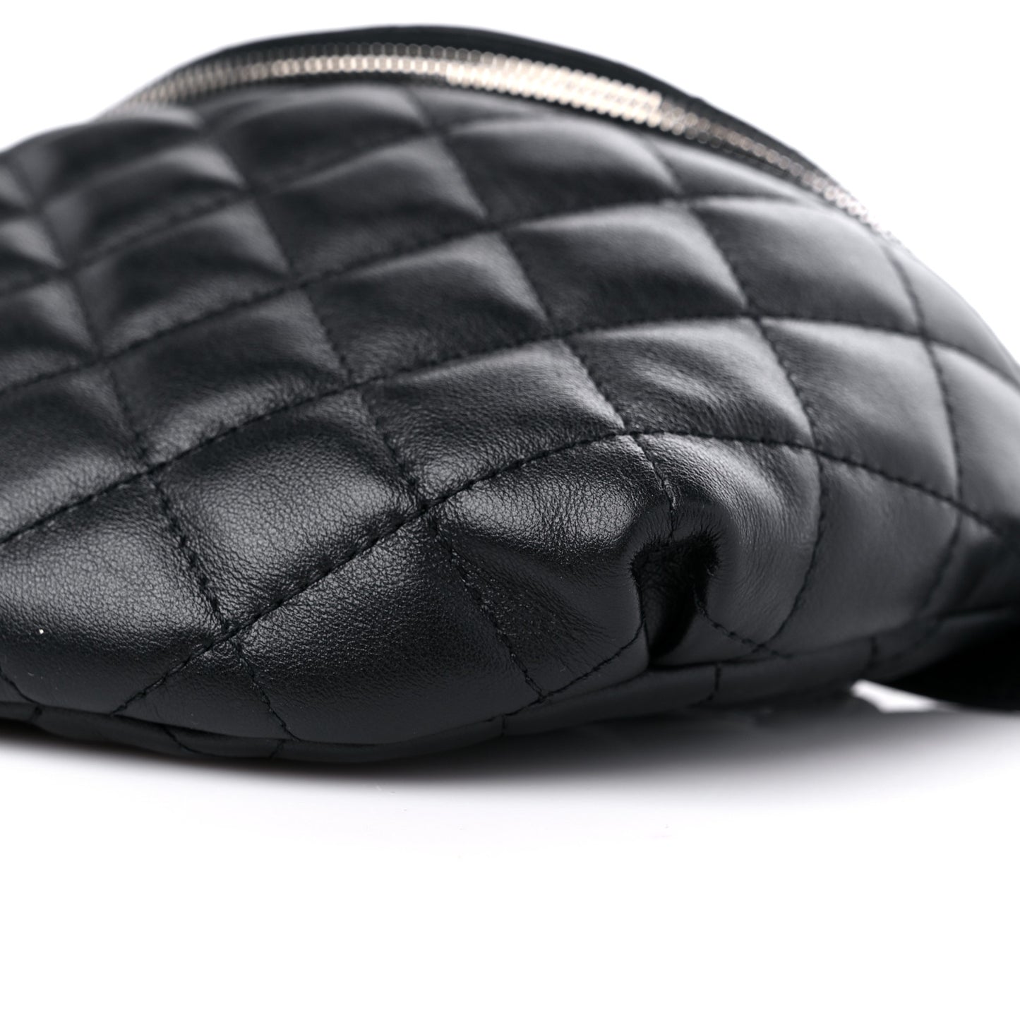 Calfskin Quilted Waist Belt Bag Black