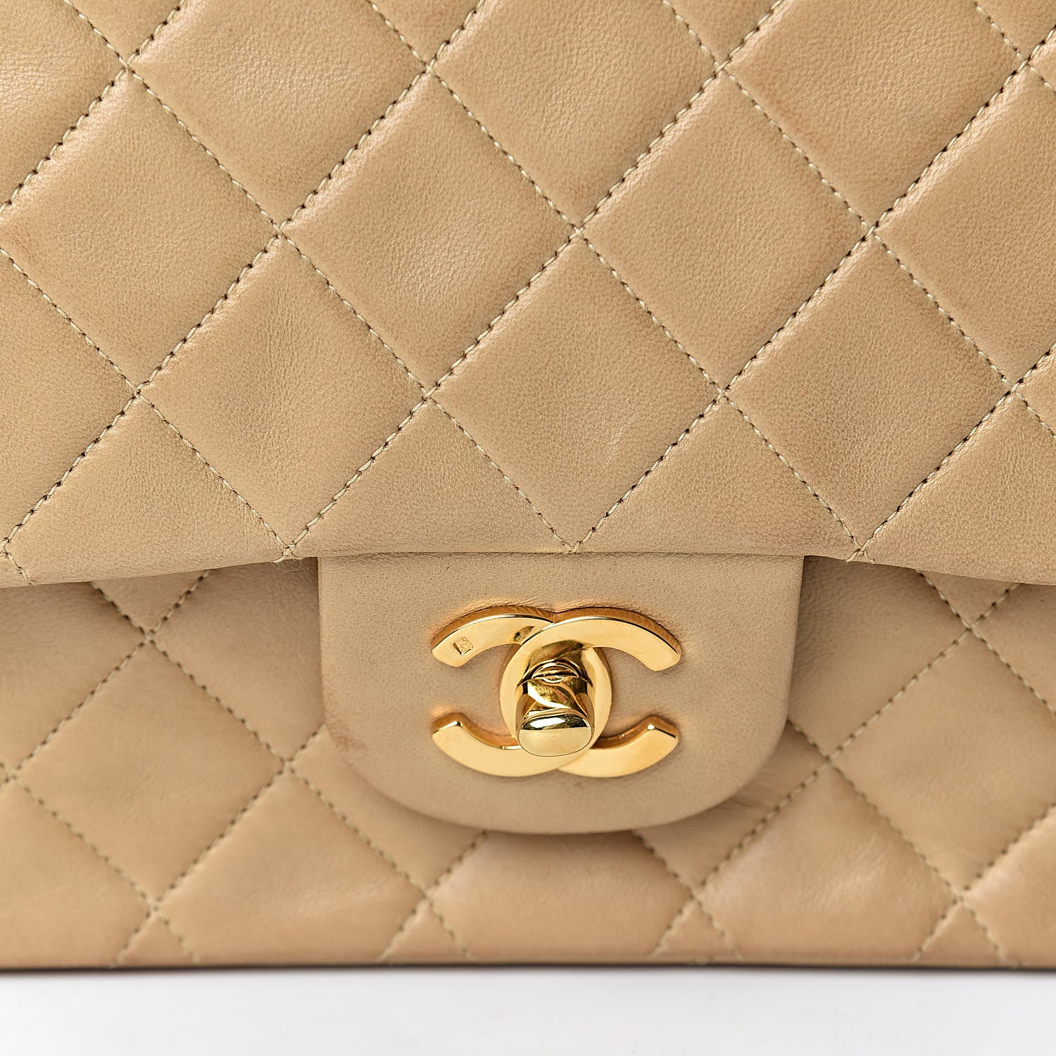Chanel Lambskin Quilted Medium Double Flap Beige 8 of 16