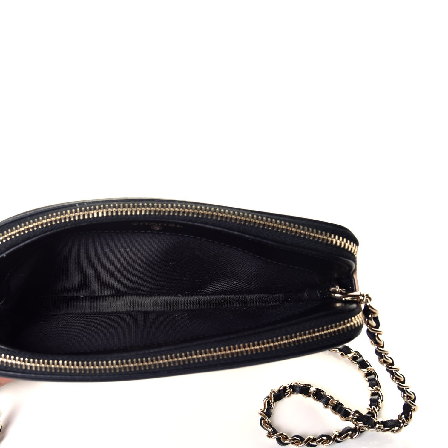 Chanel Caviar Quilted CC Filigree Clutch With Chain Beige Black 5 of 9