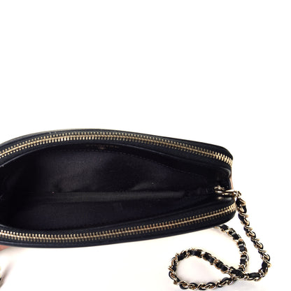 Chanel Caviar Quilted CC Filigree Clutch With Chain Beige Black 5 of 9