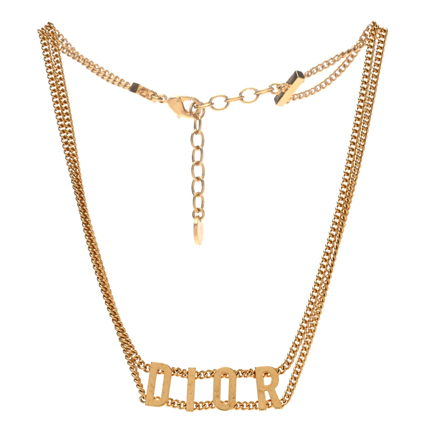 Metal Chain Logo Choker Chain Necklace Gold