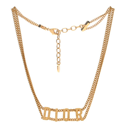 Christian Dior Metal Chain Logo Choker Chain Necklace Gold 3 of 4