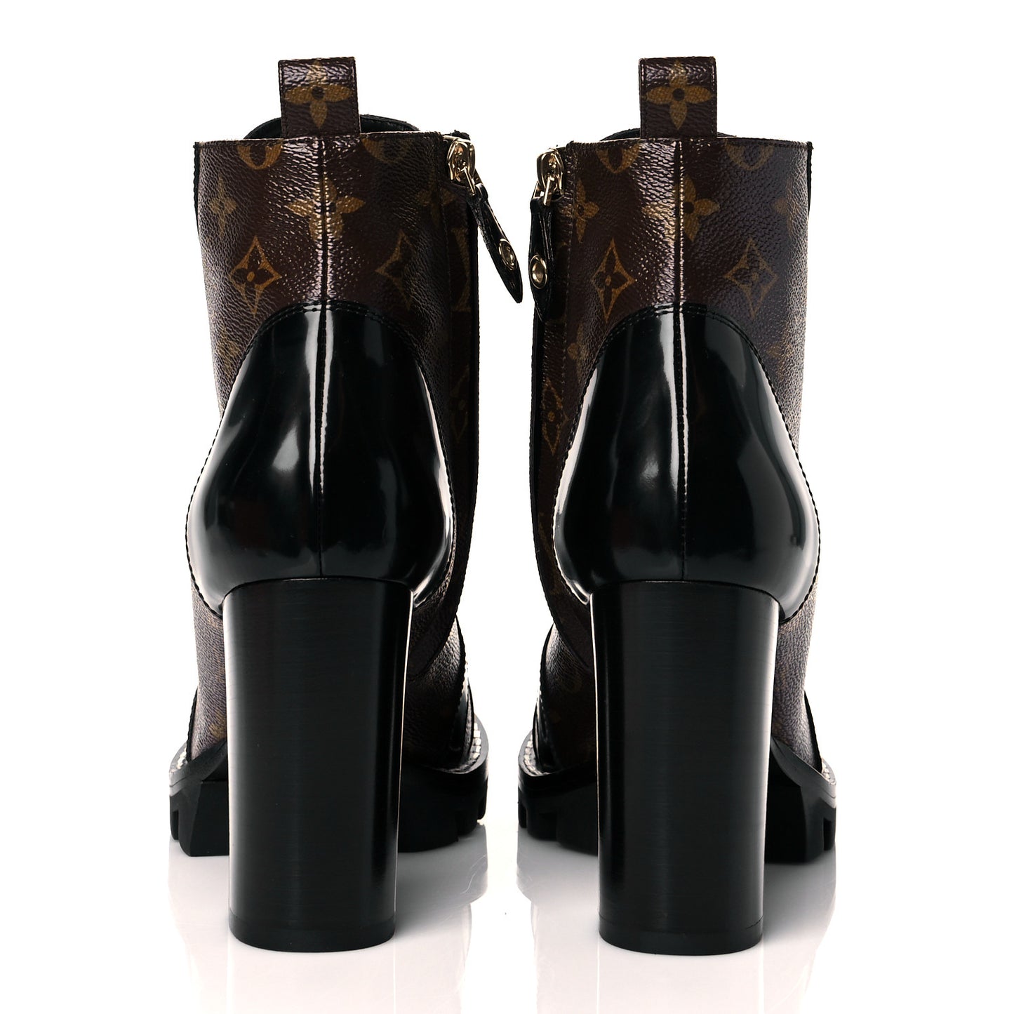 Patent Calfskin Monogram Star Trail Ankle Boots 39.5 Black