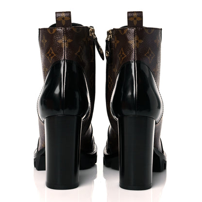 Louis Vuitton Patent Calfskin Monogram Star Trail Ankle Boots 39.5 Black 5 of 9