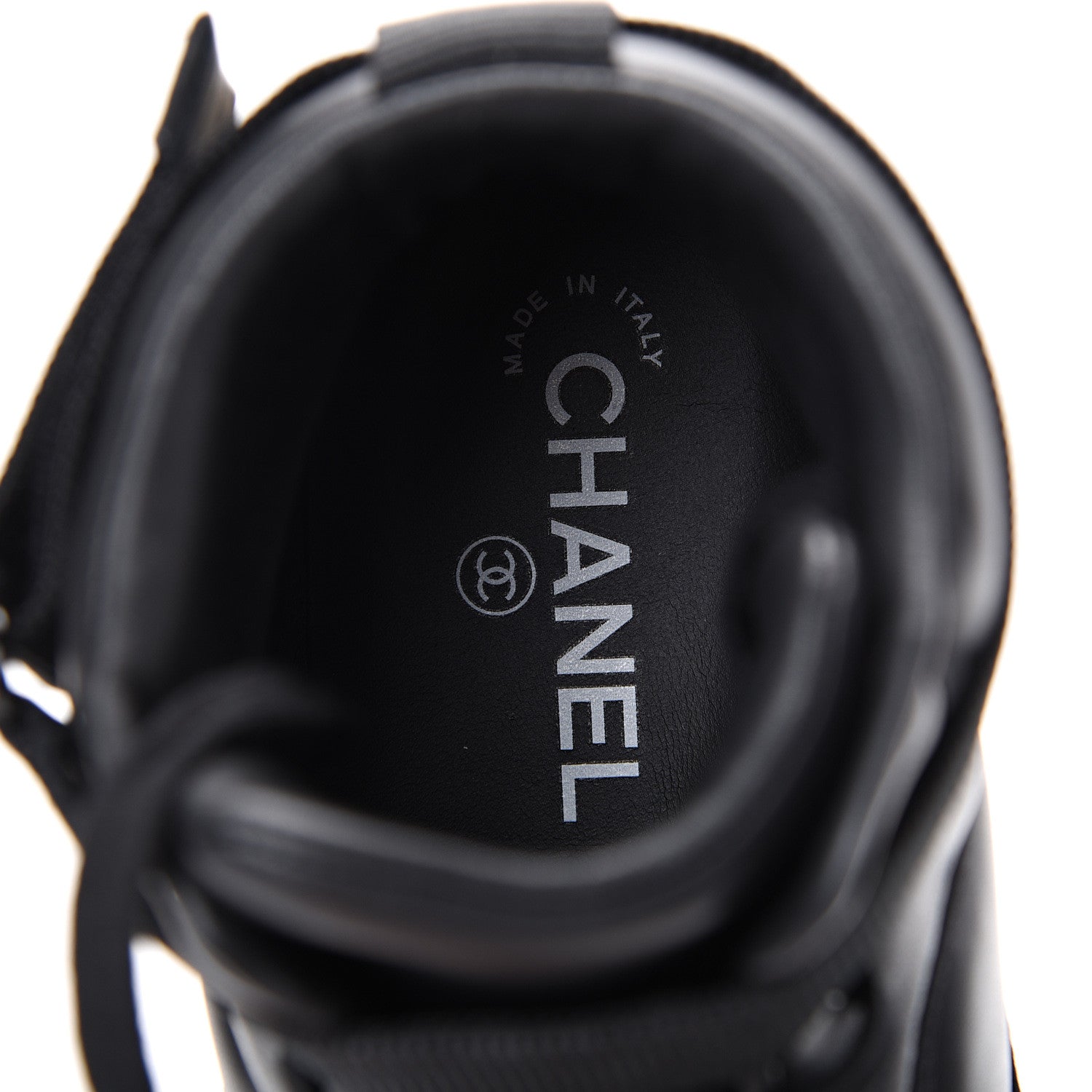 Chanel Lambskin Logo High Top Sneakers 39.5 Black 8 of 11