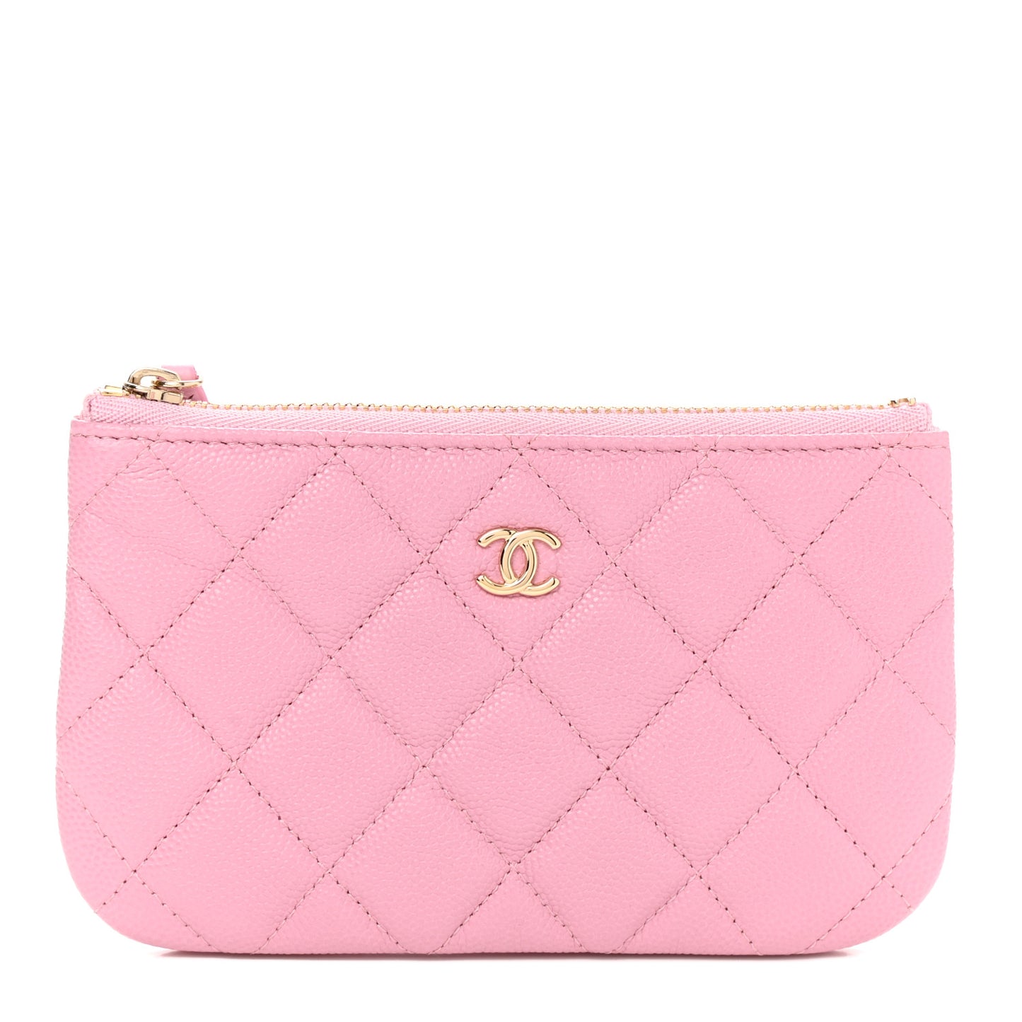 Caviar Quilted Small Cosmetic Case Pink