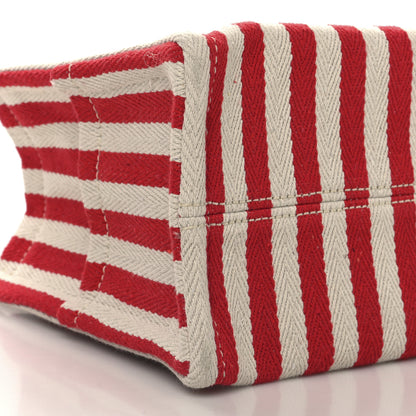 Celine Canvas Calfskin Striped Triomphe Small Cabas Thais Natural Red 8 of 9