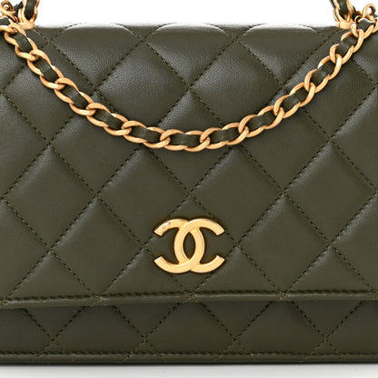 Chanel Lambskin Quilted Pick Me Up Wallet On Chain WOC Green 9 of 12