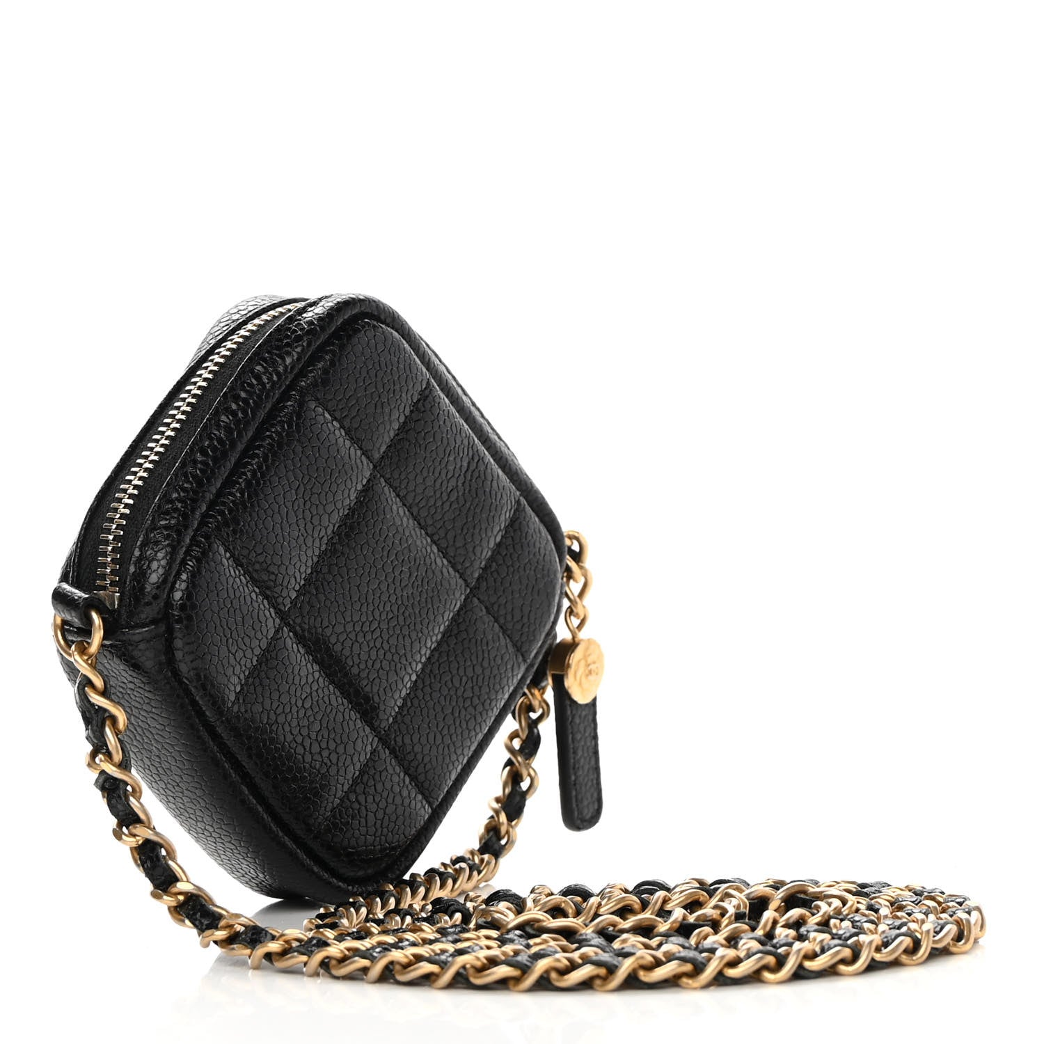 Chanel Caviar Quilted Diamond Coin Purse With Chain Black 3 of 10
