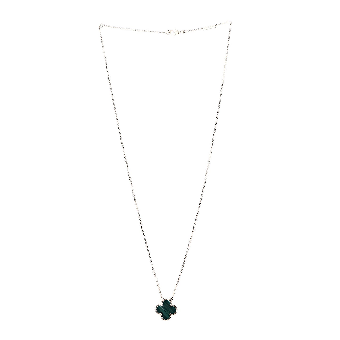 18K Yellow Gold Malachite Vintage Alhambra Pendant Necklace