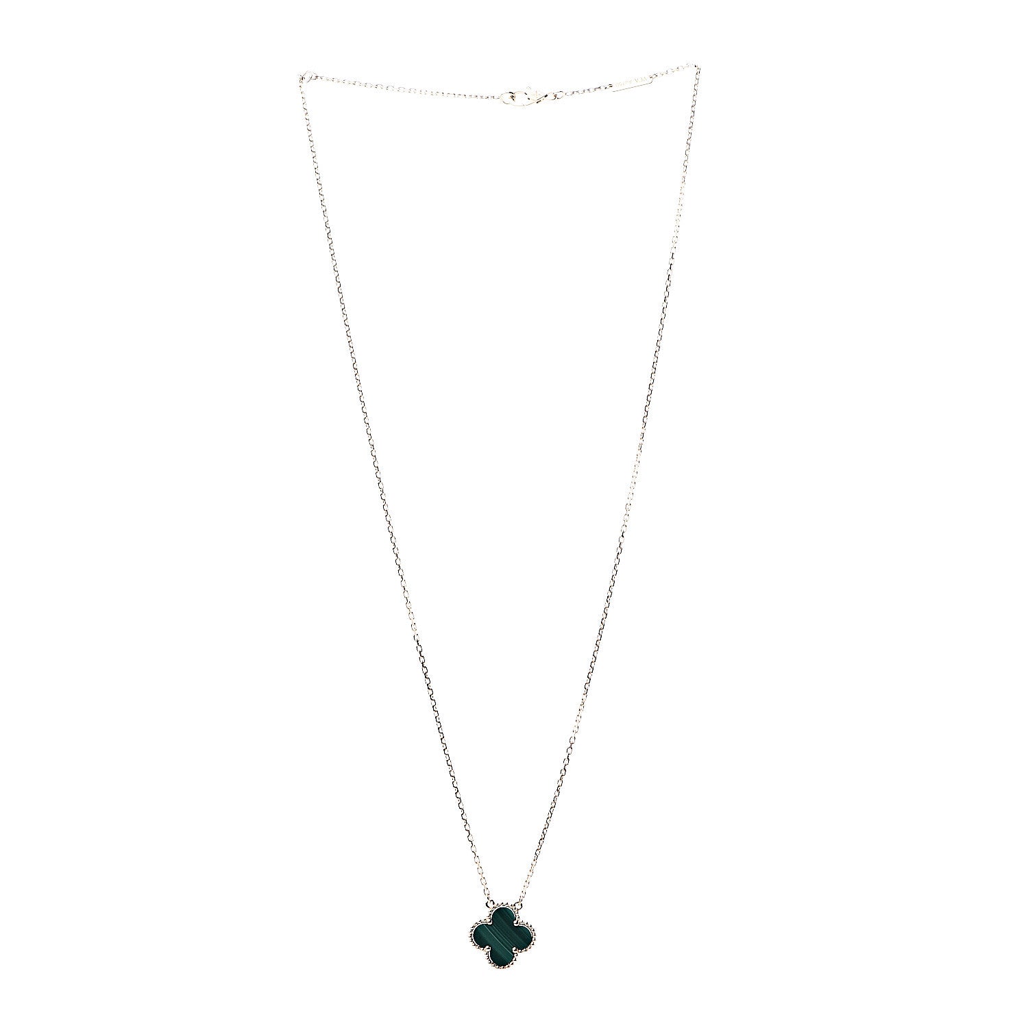 Van Cleef & Arpels 18K Yellow Gold Malachite Vintage Alhambra Pendant Necklace 2 of 8