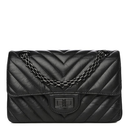 Chanel Aged Calfskin Chevron Quilted 2.55 Reissue Mini Flap So Black 1 of 10