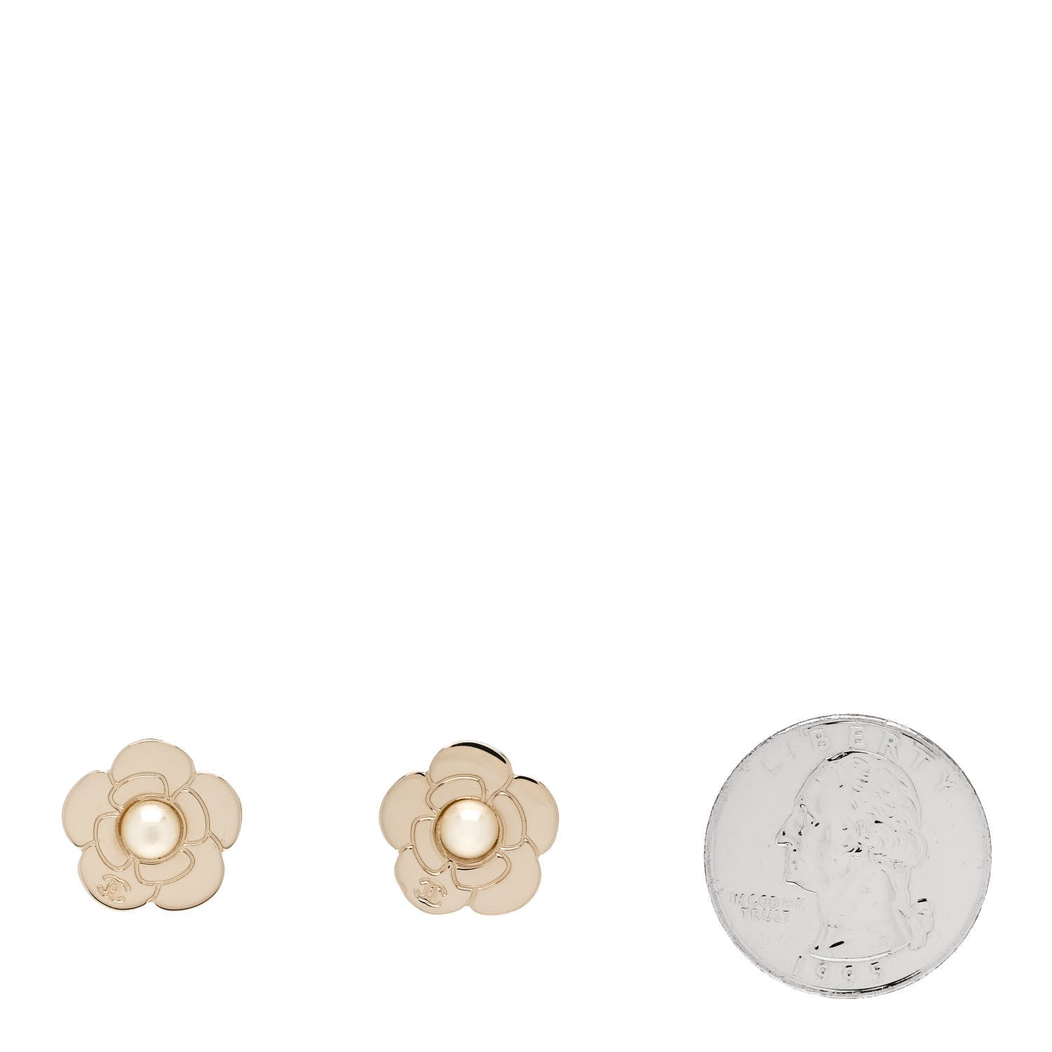 Chanel Pearl CC Camellia Earrings Gold 2 of 5