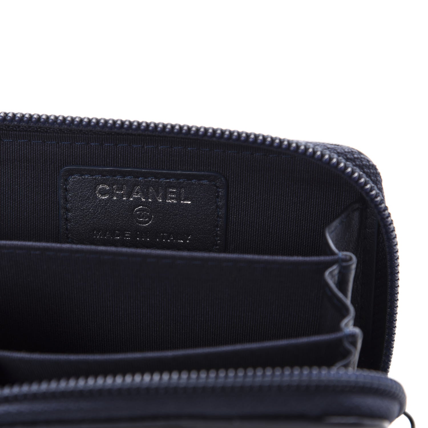 Chanel Caviar Quilted Boy Zip Around Coin Purse Wallet Navy 7 of 9