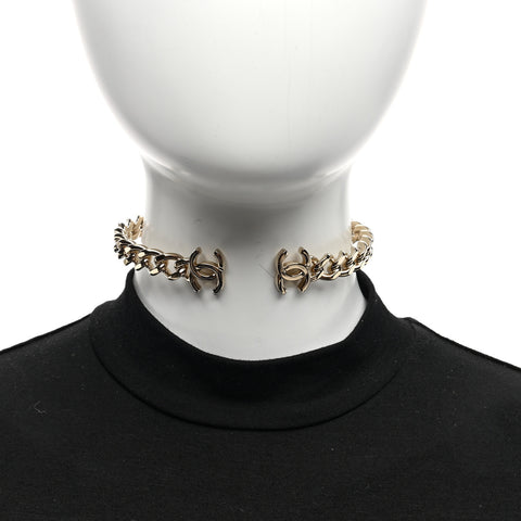 Metal CC Chain Link Choker Necklace M Gold