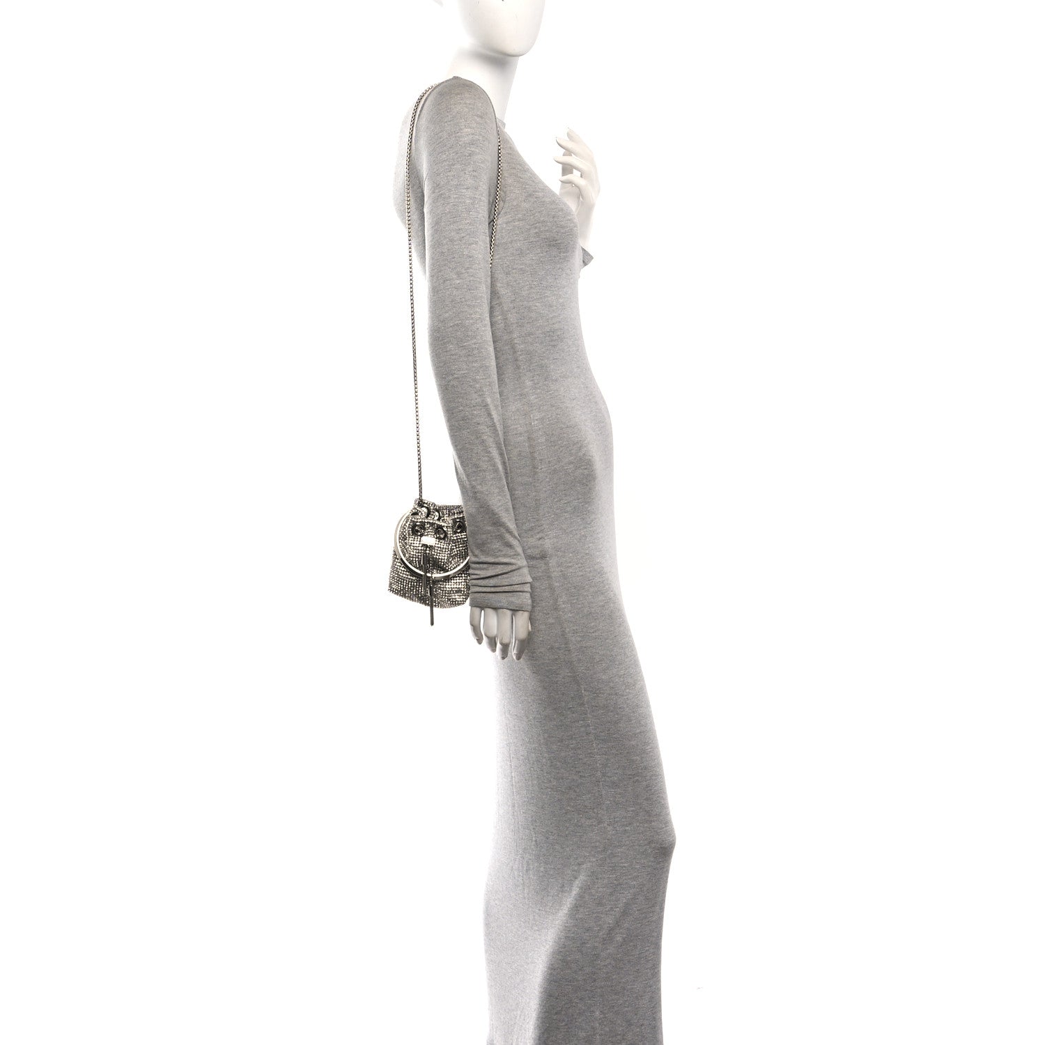 Jimmy Choo Satin Crystal Embellished Micro Bon Bon Bag Silver 2 of 10