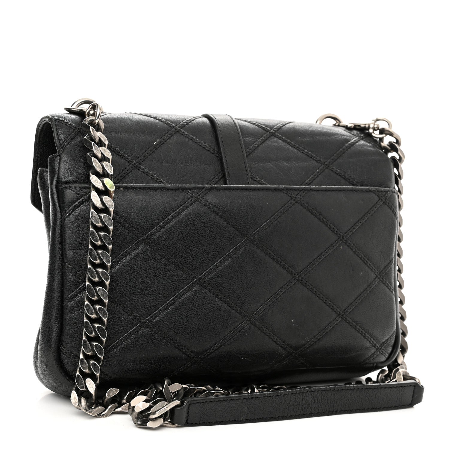 Saint Laurent Calfskin Matelasse Diamond Quilted Monogram Medium College Bag Black 3 of 19
