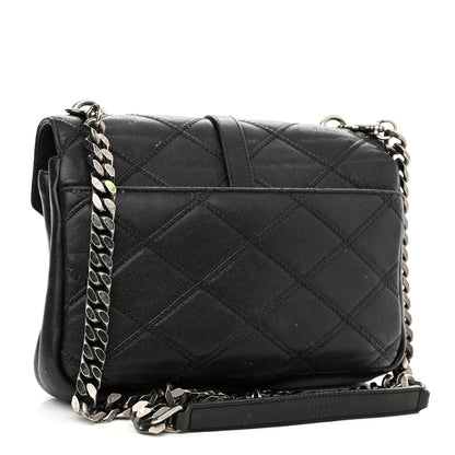 Saint Laurent Calfskin Matelasse Diamond Quilted Monogram Medium College Bag Black 3 of 19