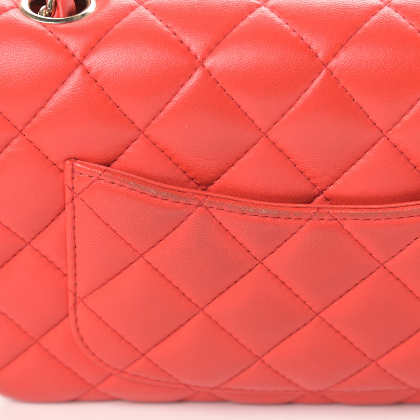 Lambskin Quilted Mini Rectangular Flap Red