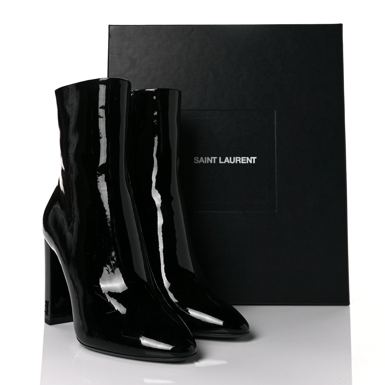Saint Laurent Patent Loulou 95 Ankle Zip Boot 40 Black 9 of 9