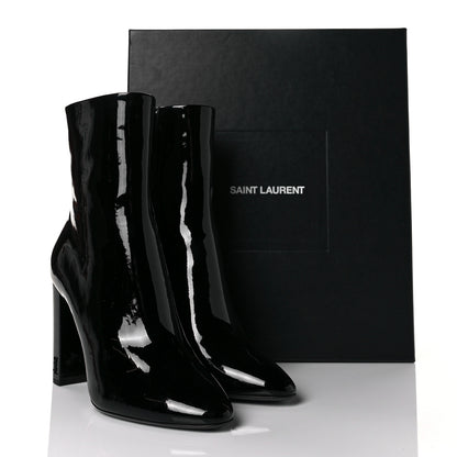 Saint Laurent Patent Loulou 95 Ankle Zip Boot 40 Black 9 of 9