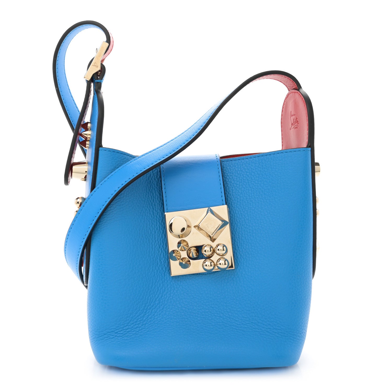 Christian Louboutin Grained Calfskin Mini Carasky Bucket Bag Blue 1 of 9
