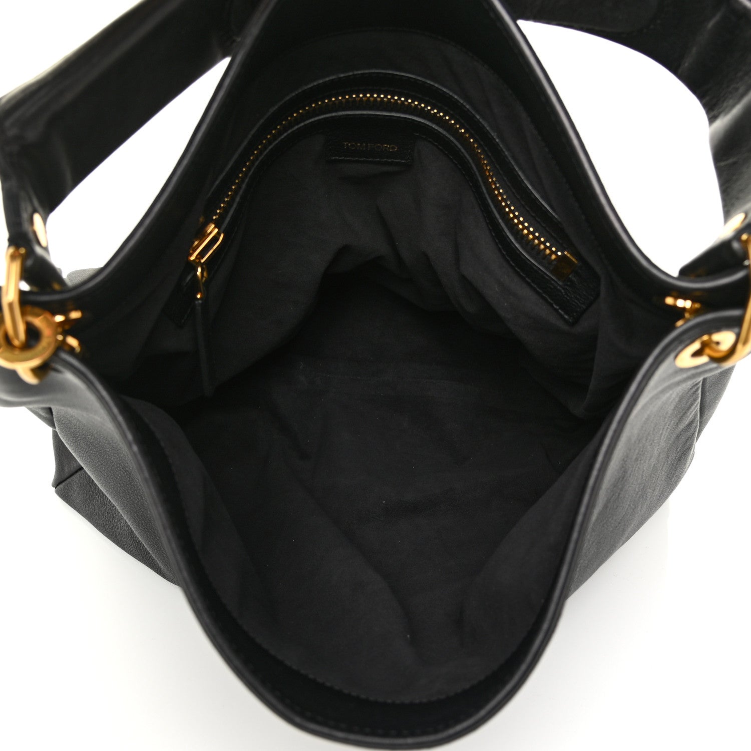 Tom Ford Calfskin Zipper Strap Hobo Black 5 of 21